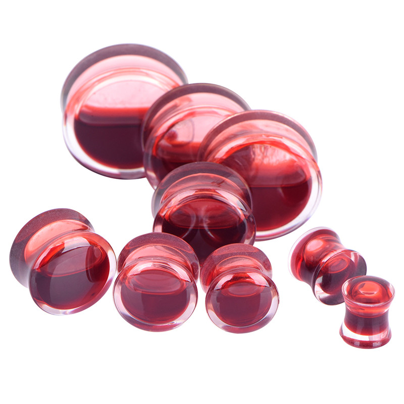 1pc Acrylic Red Liquid Blood Ear Gauges Ear Plug Earrings Gauges Body Piercing Jewelry Piercing 9 Size