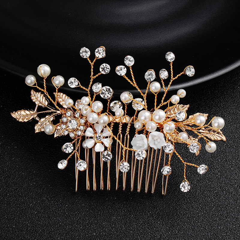 Efily Bridal Wedding Hair Accessories Crystal Flower Hair Combs Clips for Women Bride Headpiece Bridesmaid Party Jewelry Gift