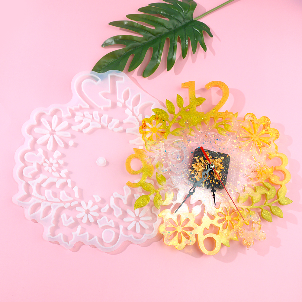 2021 New Style 26/32cm Big Size Flower Shape Clock Moule Silicone Epoxy Resin Molds Handmade Tool DIY Jewellery Making Supplies