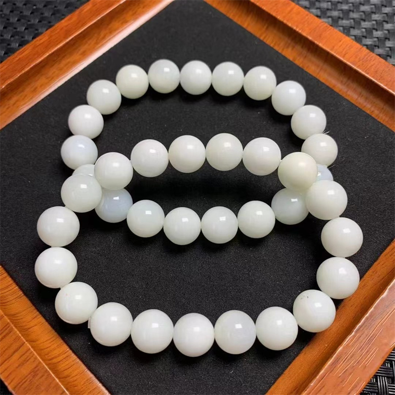 10mm Natural white opal Bracelet Crystal Smooth Round Beads For Jewelry Making Healing Holiday Gift 1PCS