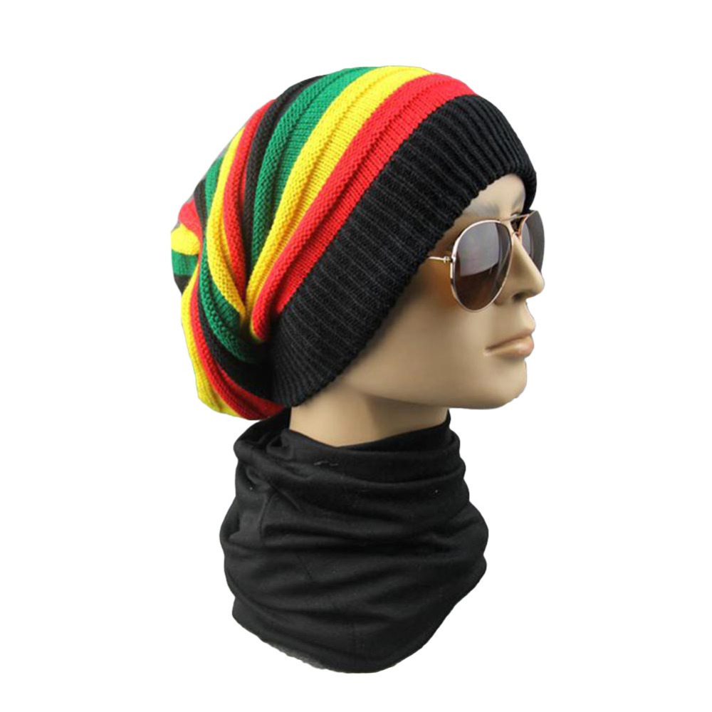 New Hip Hop Multi-colour Striped Cap Ladies Skuilles Beanie 2024 Winter Rasta Reggae Hats Bob Jamaican Hats For Men Caps Gorro