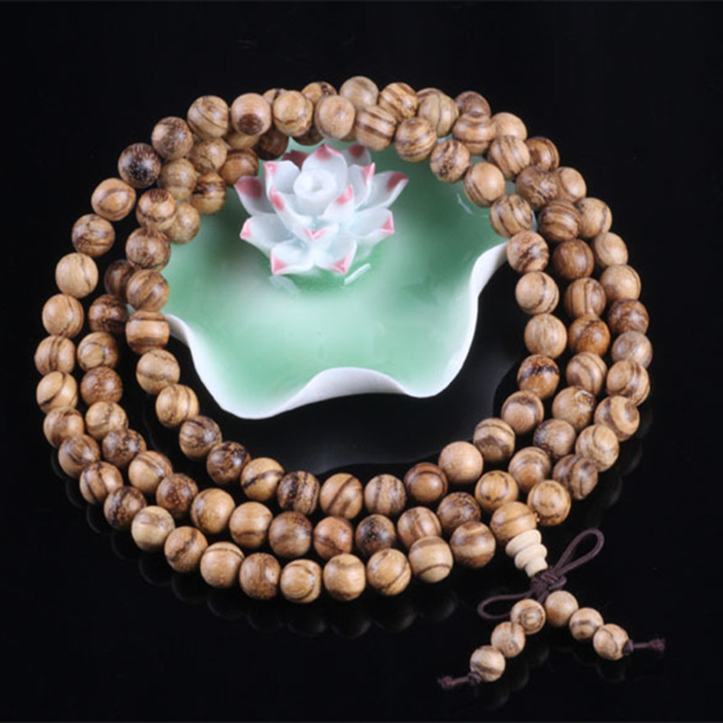Sennier Natural Vietnamese agarwood incense 108 beads 6mm 8mm Buddha prayer malas beads bracelets Rosary Wooden Bangle jewelry