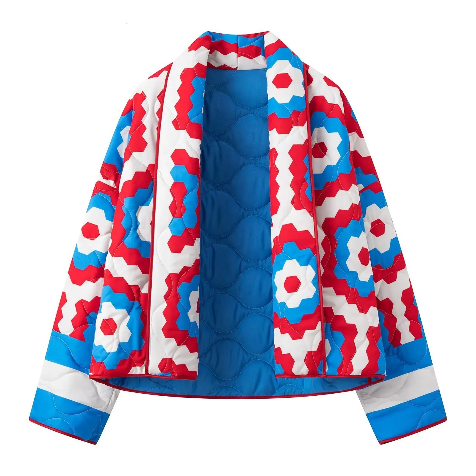 2023 Winter New Women's Clothing Street Fashionable Printing Kimono Cotton Coat Jacket From Europe America