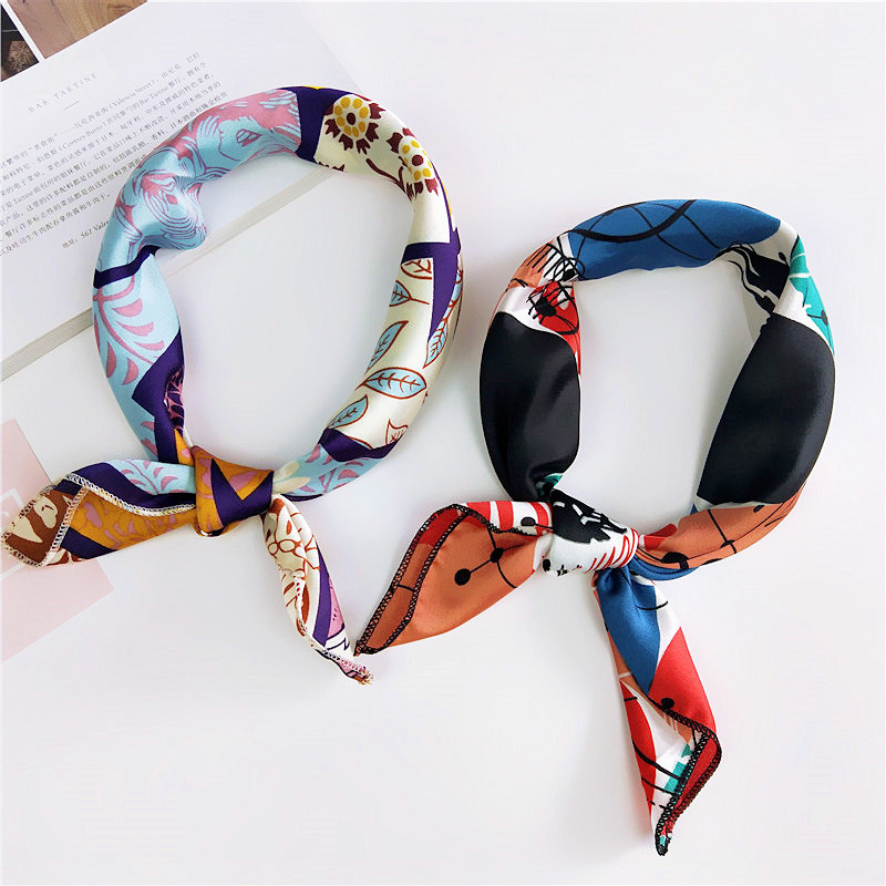 50x50cm Square Small Scarf Summer Silk Scarf 100% Female Professional Variety Decorative Printing turban handkerchief head K1