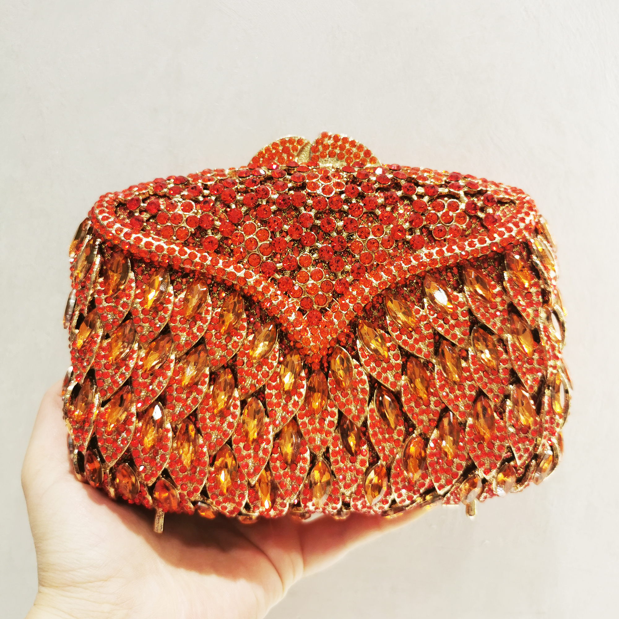 XIYUAN Luxury Women Silver Evening Bags Wedding Party Orange Crystal Clutch Purse Handbags Bridal Blue Rhinestone Minaudere Bag