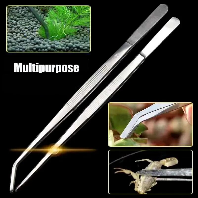 Aquarium Tweezers Straight Elbow Coral Water Grass Clip Pet Shrimp Reef Tweezers Fish Tank Cleaning Tools Aquarium Accessories