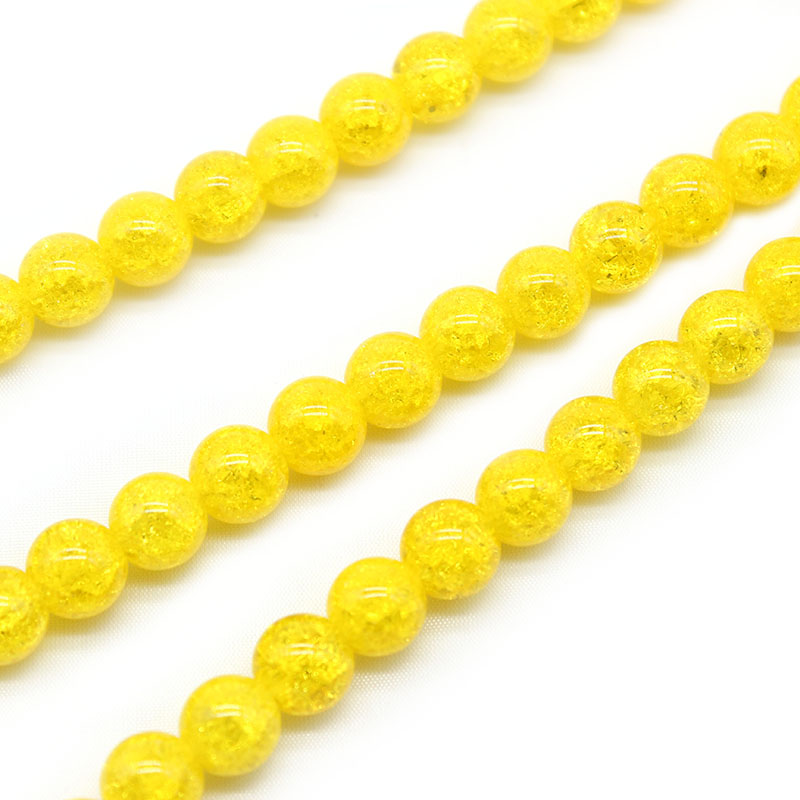 Natural Yellow Cracked Crystal Stone Round Loose Beads For Jewelery Making Diy Bracelet Accessories 15inch/strand 6/8/10mm