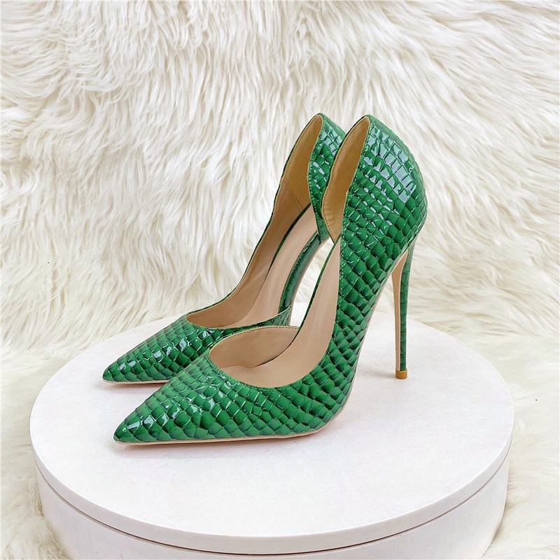 Green Dark Checkered Women's High Heels, Party Shoes, Dresses, Fashionable And Versatile Shoes 68