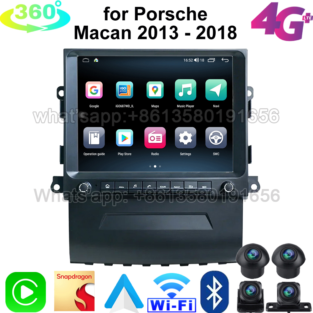 Qualcomm Car Radio Multimedia Player Carplay 4G Media Stereo Auto Android Unit for Porsche Macan 2013 2014 2015 2016 2017 2018