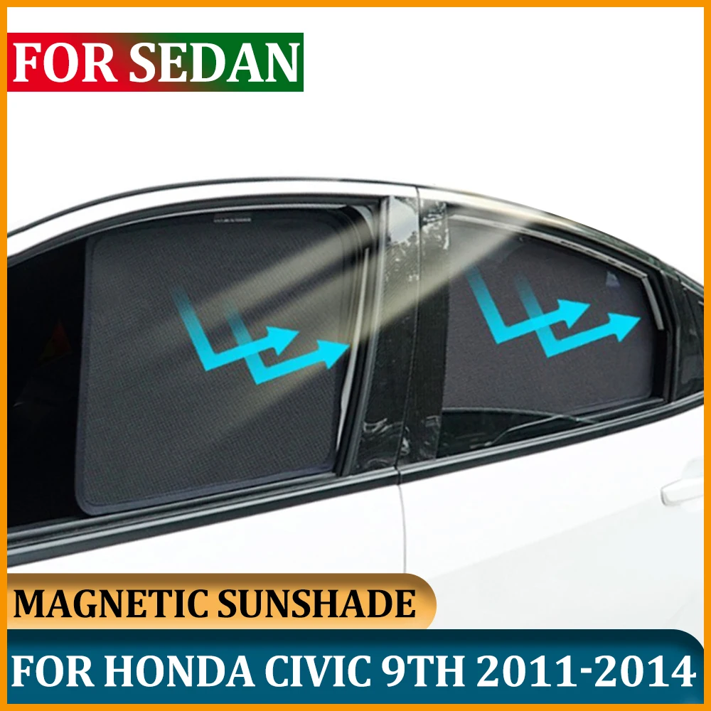 Magnetic Car Window Sunshade For Honda Civic 9th 2014 2013 Baby Passenger Side Window Sun Shade Mesh For Honda Civic 2011 2012