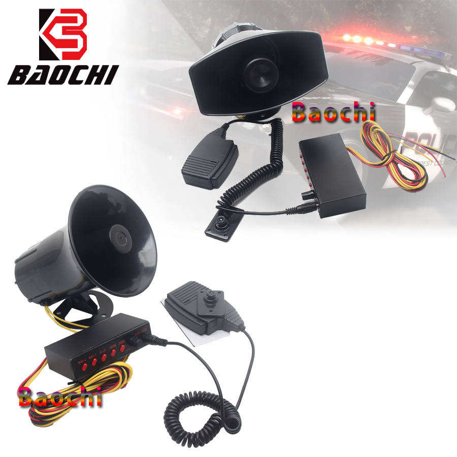 Car 12V Alarm Horn Siren Sound 100W Police Siren Warning Loudspeaker Tone AUTO Electronic Horn Megaphone Train MIC PA System