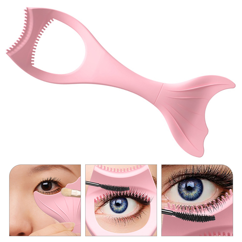 Silicone Molds Eyelash Brush Mascara Shield Applicator Silicone Mermaid Mascara Guard 2 in 1 Eyelash Comb Eyeliner Stencils for