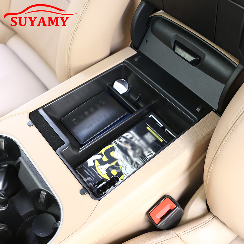 For Porsche Cayenne 2011-2020 Car Central Armrest Storage Box Glove Pallet ABS Black Auto Interior Stowing Tidying Accessories