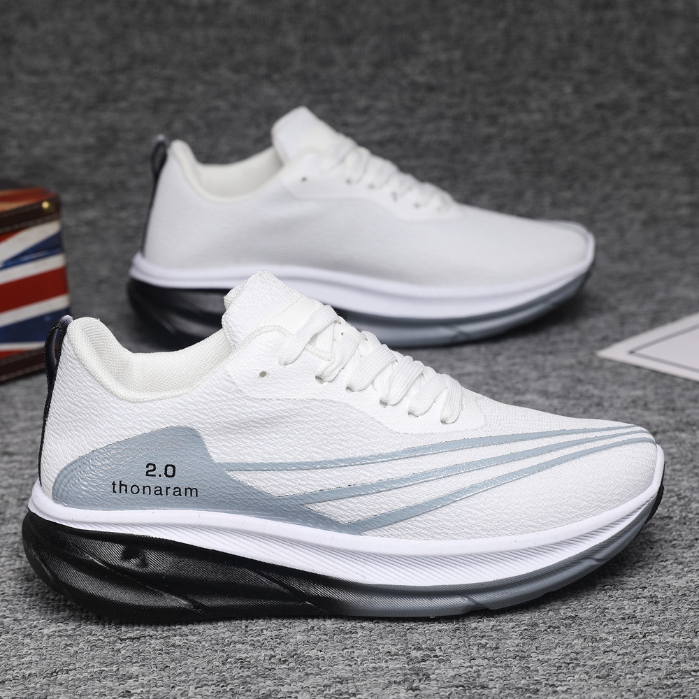 New Men's Shoes Summer 2024 Soft Sole Casual Shoes Men's Shock Absorption Sneakers Flyweave Breathable Running Shoes Grey