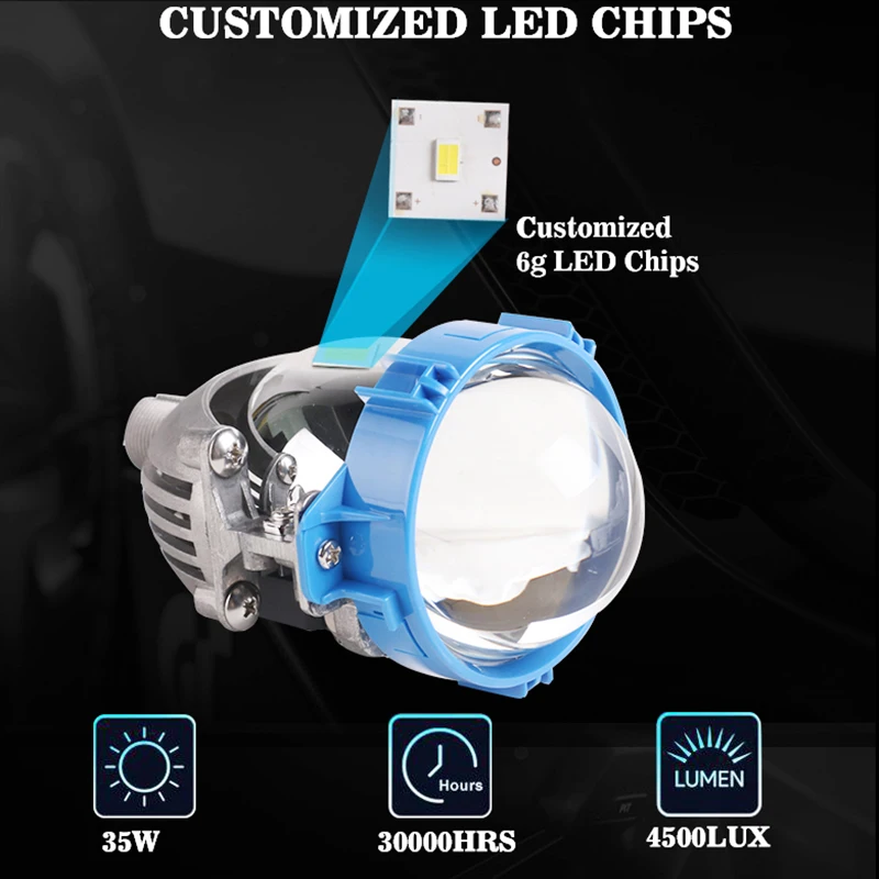 Bi-led Lens 3inch Projector Lenses 70W Kits H4 H7 9005 9006 LED Lamps Reflector Diode Chips Car Lights Accessories RHD LHD