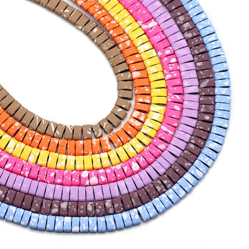 Matte Color 5x2mm Splash-Ink Two Hole Rectangle Rubber Hematite Natural Stone Spacer Loose Beads For Jewelry Making Diy Bracelet