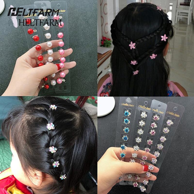 10 Pcs Flower Hairpins Clips Mini Crystal Rhinestone Hair Claws Crab For Kids Girl Barrettes Hairgrip Hair Accessories Headband