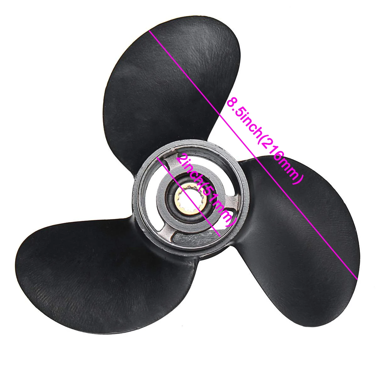 8.5X9 Aluminum Alloy Outboard Propeller Boat 3B2W64517-1 for Tohatsu Nissan-Mercury 8-9.8HP 3 Blades Black 12 Spline Tooths