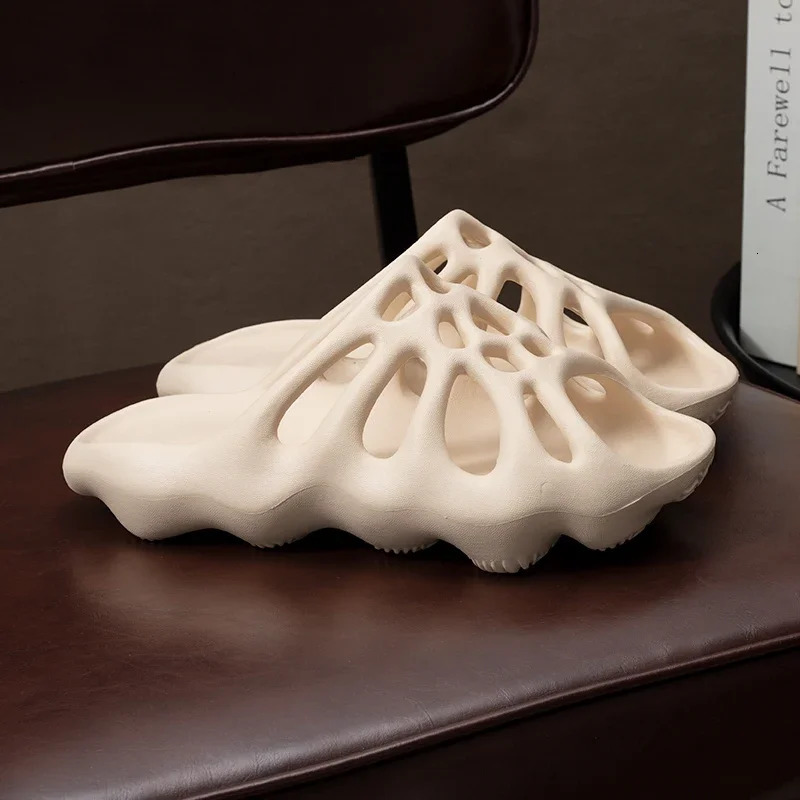 Summer Street Style Spider Web Fish Toe Hole Wave Men Slippers Loose Beach Indoor Bathroom el Home Shower Women Slippers 250225