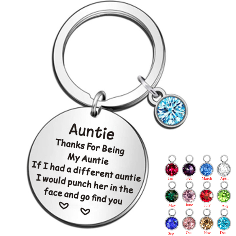 Aunt Niece Keychain With Birthstone Aunt Keychain Thank You for Being My Auntie Mothers Day Gifts for Aunt from Niece Nephew