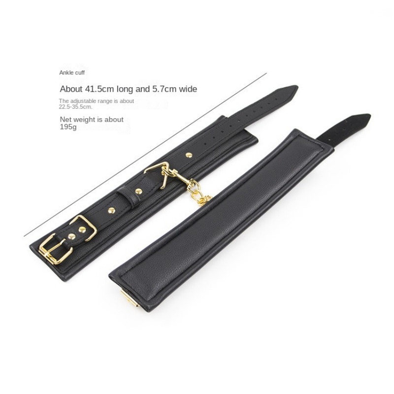 Sexy sm Bondage cuffs leather gold chain female pu hand binding appliance sponge ankle handcuffs adult supplies