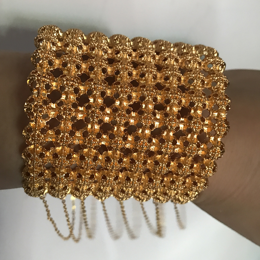 Dubai Luxury 24k Gold Color Bangles For Women Anniversary Wedding Gifts African India Femme Jewelry Bangle Wholesale