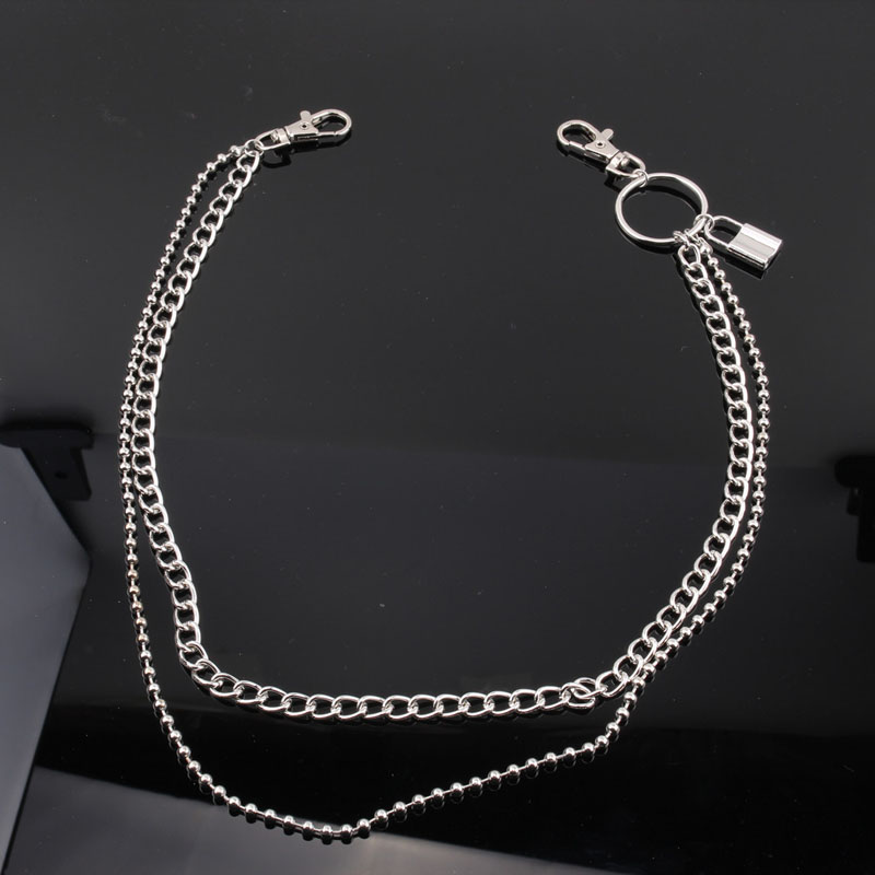 Punk Steet Keychains Trouser Chain Women Men Lock Star pendant Accessories Choice Rock Goth Waist Belt Chain On Jeans Jewerly