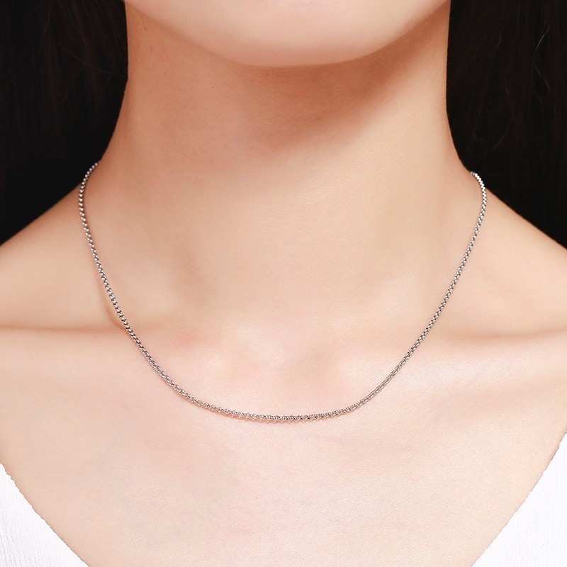 35-90cm 1.5mm 925 Sterling Silver Circle Rolo Chain Necklace Women Girl Italy Men Jewelry Kolye Collare Collier Ketting Sieraden