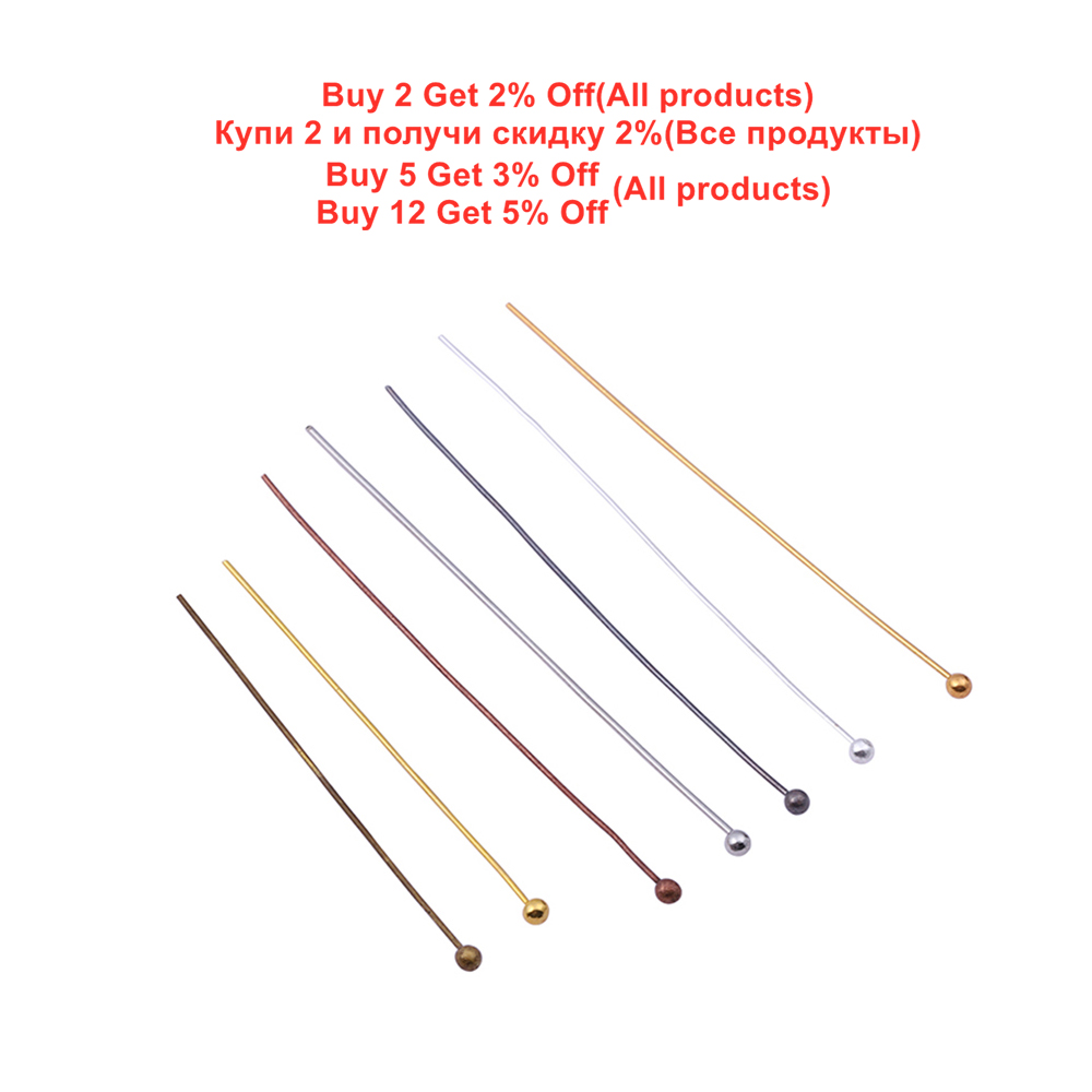 200Pcs/Lot Length 16/20/25/30/35/40/50 mm Gold Color Metal Ball Connector for Diy Jewelry Making Findings Head Pins Dia 0.5mm