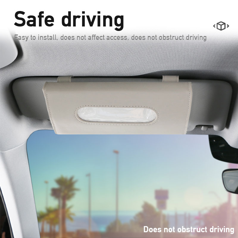 PU Leather Car Tissue Bag Universal Auto Sun Visor Paper Holder Container Hanging Napkin Case Sunshade Issue Box Car Accessories