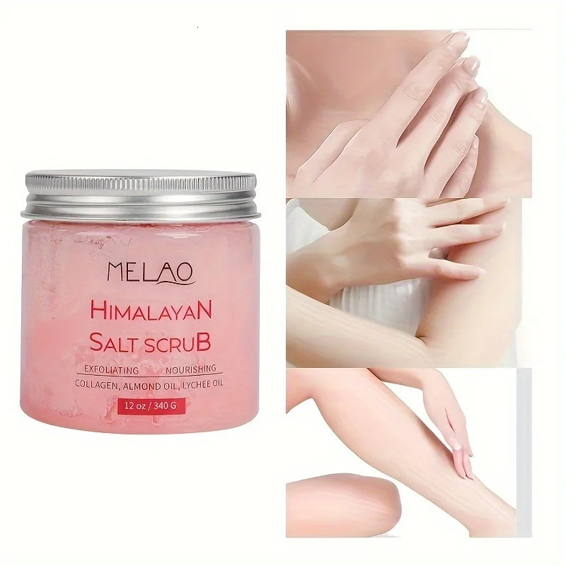 MELAO Himalayan Salt Scrub Face Foot Body Exfoliator Infused with Collagen and Stem Cell Exfoliating Salt Body Scrub 240624