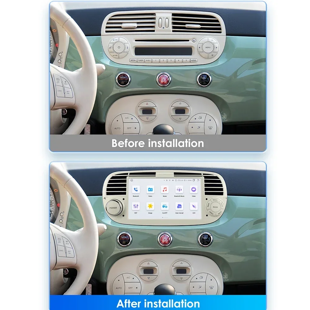 7'' 8Core 7862 4G 2Din Android Car Multimedia Player for FIAT 500 GPS Carplay Auto Radio RDS DSP Stereo Video Audio Head Unit BT