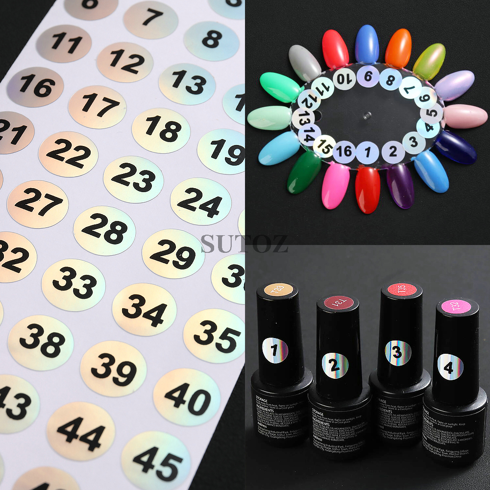 10Pcs 3D Nail Polish Number Sticker Round Waterproof Label Sticker With Numbers 1 to 50 Laser Design Manicure Sliders NLNB1-50