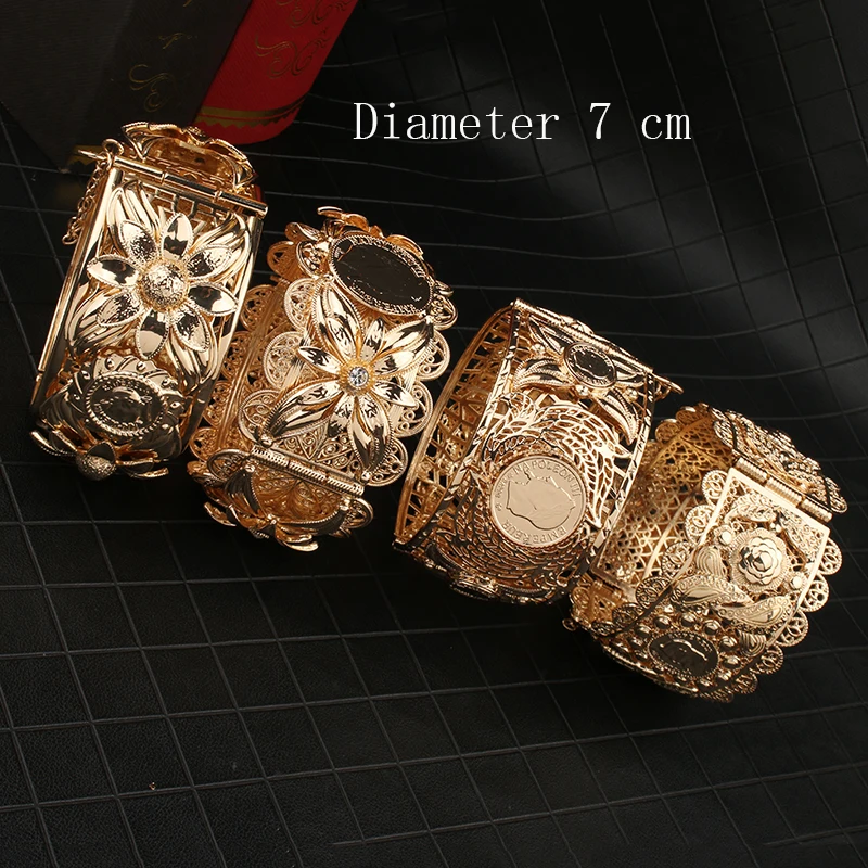 Arab Bridal Bracelet Coin Gold Plated Bracelet Ethnic Jewelry Algerian Ladies Side Cuff Bracelet Party Gift