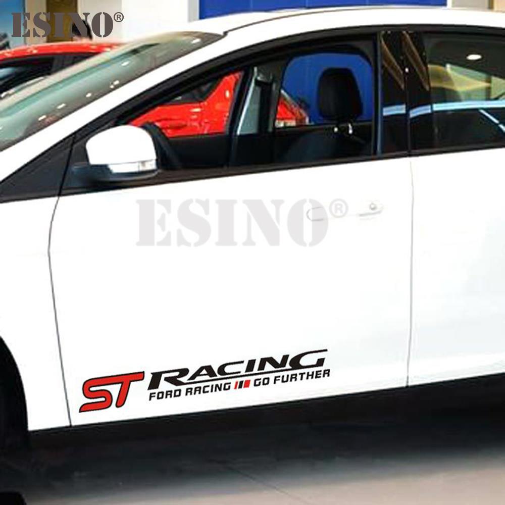 2 x Car Styling ST RACING MOTOR SPORT GO FURTHER Car Whole Body Stickers Door PVC Waterproof Vinyl Decals for Ford Fiesta Focus