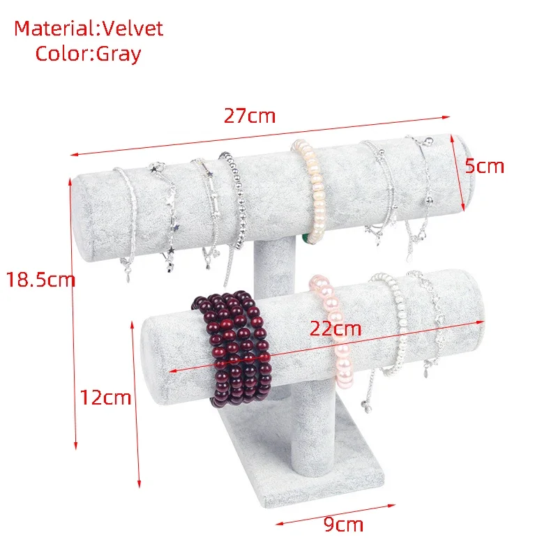 PU Leather / Velvet Bracelet Chain Watch Bangle Display T-Bar Rack Jewelry Organizer Hard Display Stand Storage Holder