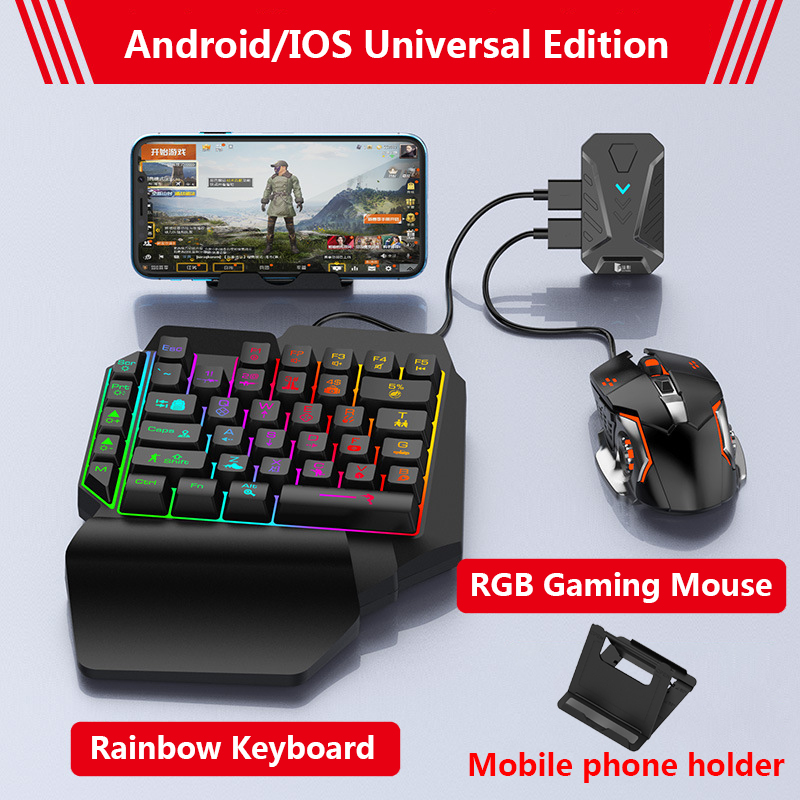 PUBG Gaming Keyboard Mouse Combo Mobile Keyboard and Mouse Converter Mobile Game Controller Mobile Stand for Android IOS IPad