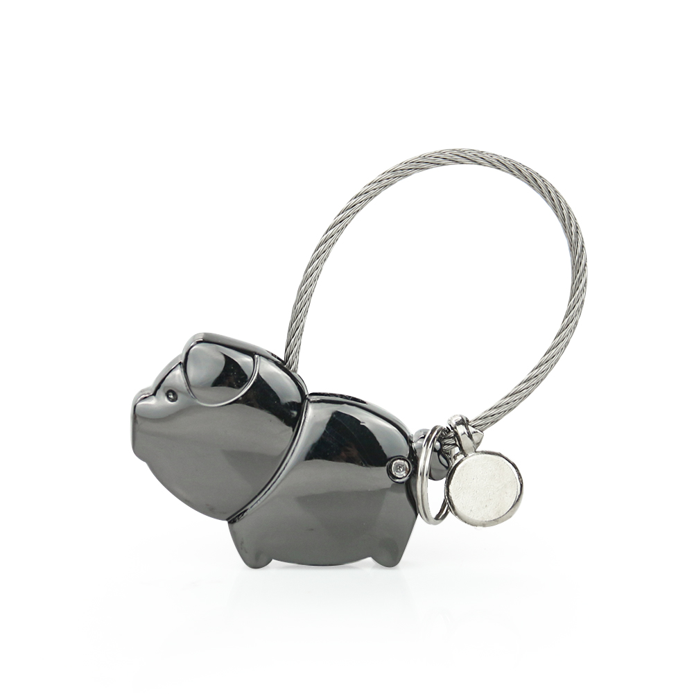 Cute Metal Kiss Pig Keychain Black Rose Lover Swine Pet Key Chain Ring Holder Bag Lock Couple Woman Man Jewelry Gift
