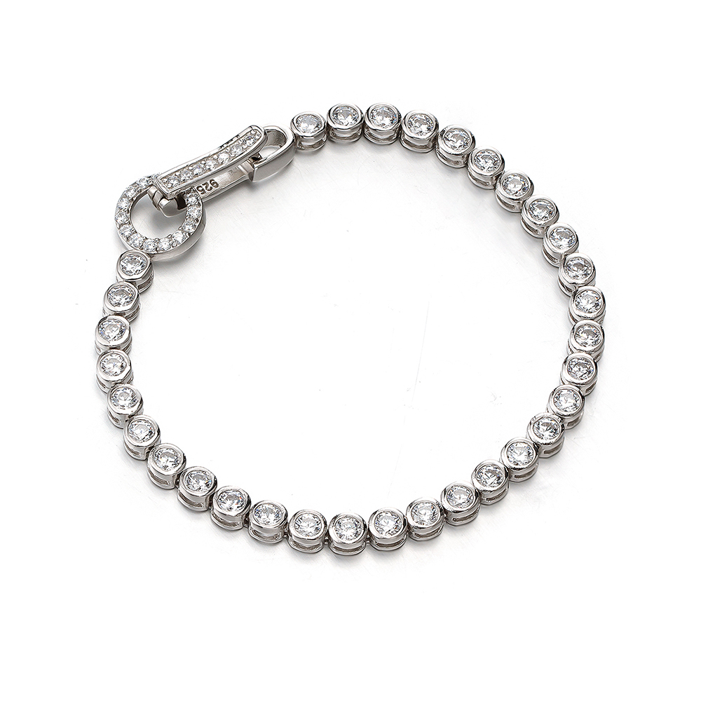 Real 925 Silver 15-19CM Bracelet 3MM Shiny Cubic Zirconia Lovely Jewelry Eternal Wedding Gift Beautiful Fine Jewellery For Women