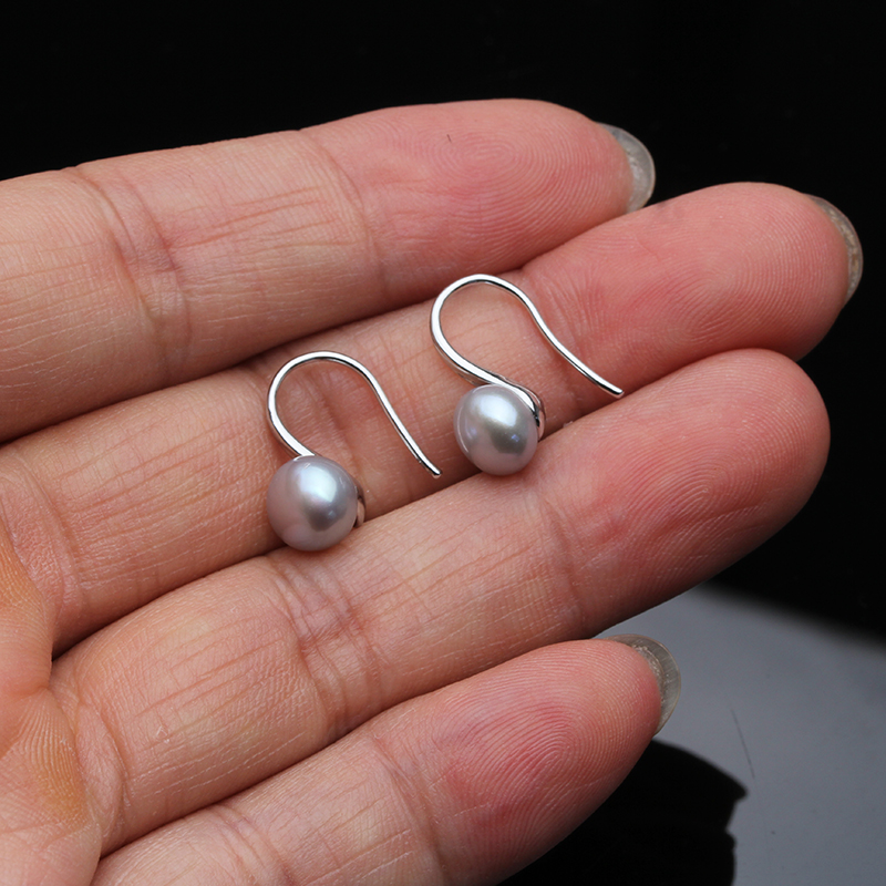 Real Natural Stud Pearl Earring 925 Sterling Silver Jewelry Women,White Freshwater Pearl Earrings Fine Jewelry Birthday Gift