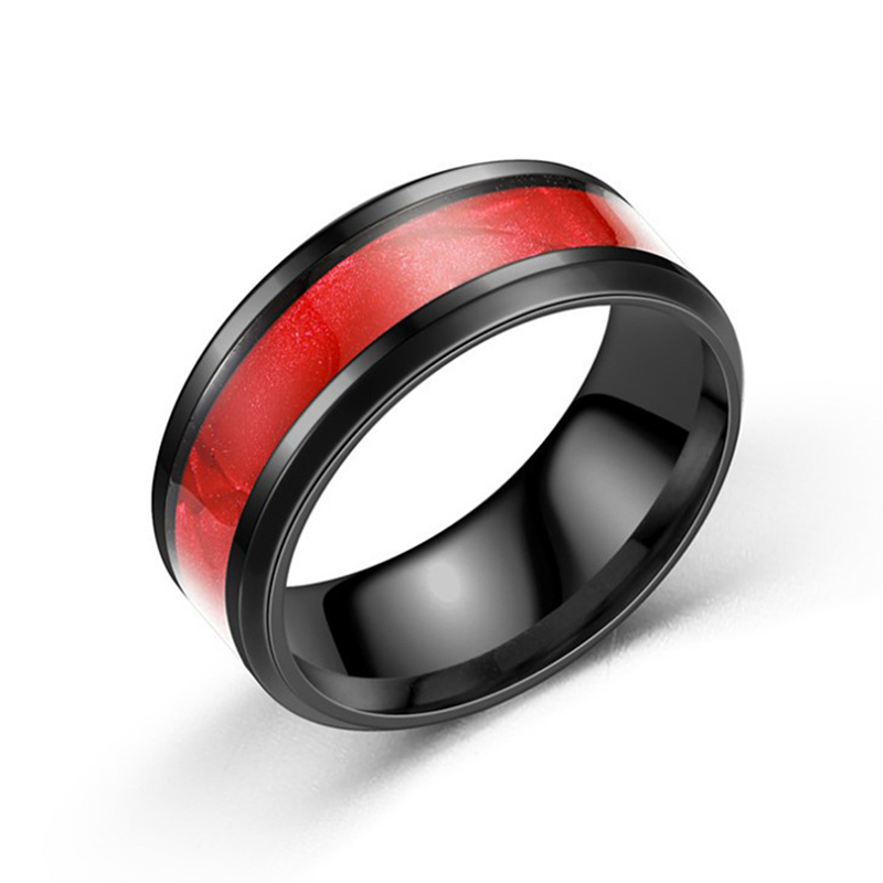 8MM Titanium Steel Black Finger Rings Set For Men Women Elegant Colorful Purple Shell Wedding Jewelry Rings 2024 Trend Gifts