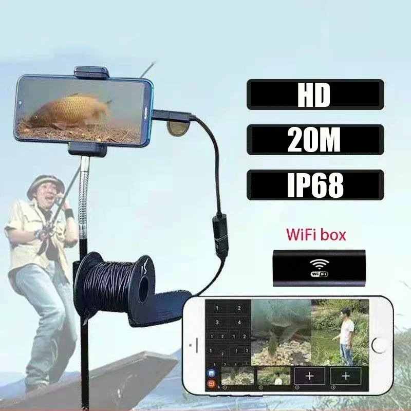 20M underwater camera WiFi visual fishing device waterproof mobile phone tablet 8LED illuminated fish finder Fishing accessories