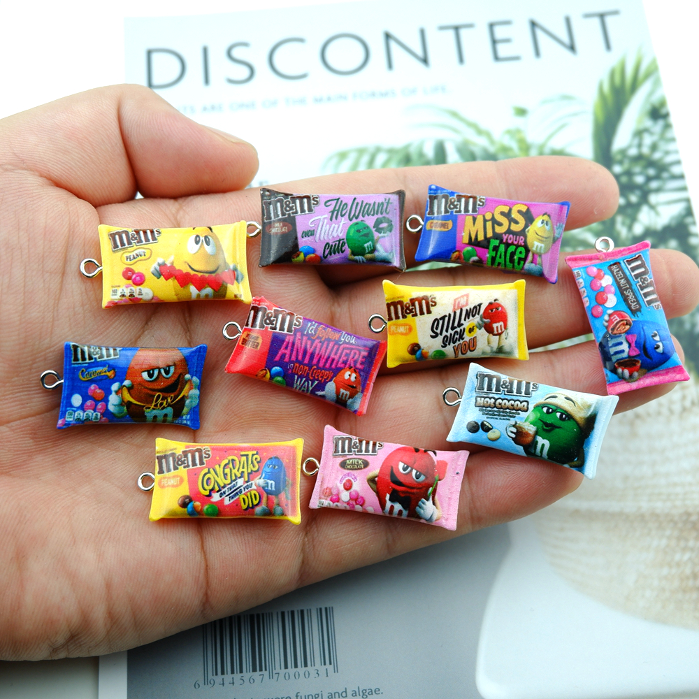 10pcs/Pack M Candy Resin Charms for Earring Bracelet Pendant Jewelry Findings Phone Making
