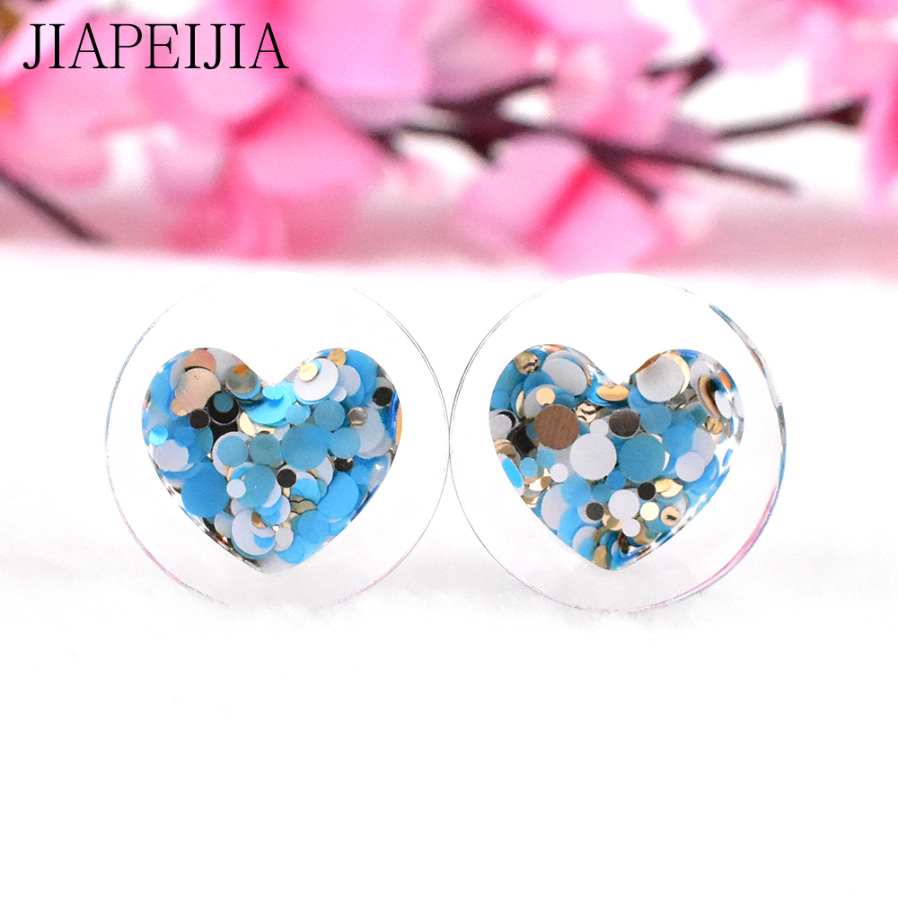 6-30mm Multicolor Circular Sequined Acrylic Ear Gauges Tunnels and Plug Heart-shaped Ear Expander Studs Stretching Body Piercing