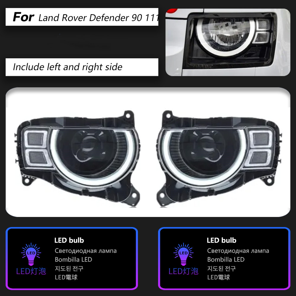 LED Headlight for Land Rover Defender 90 111 20 20-2023 High Beam LED Front DRL Turn Signal Lights Assembly