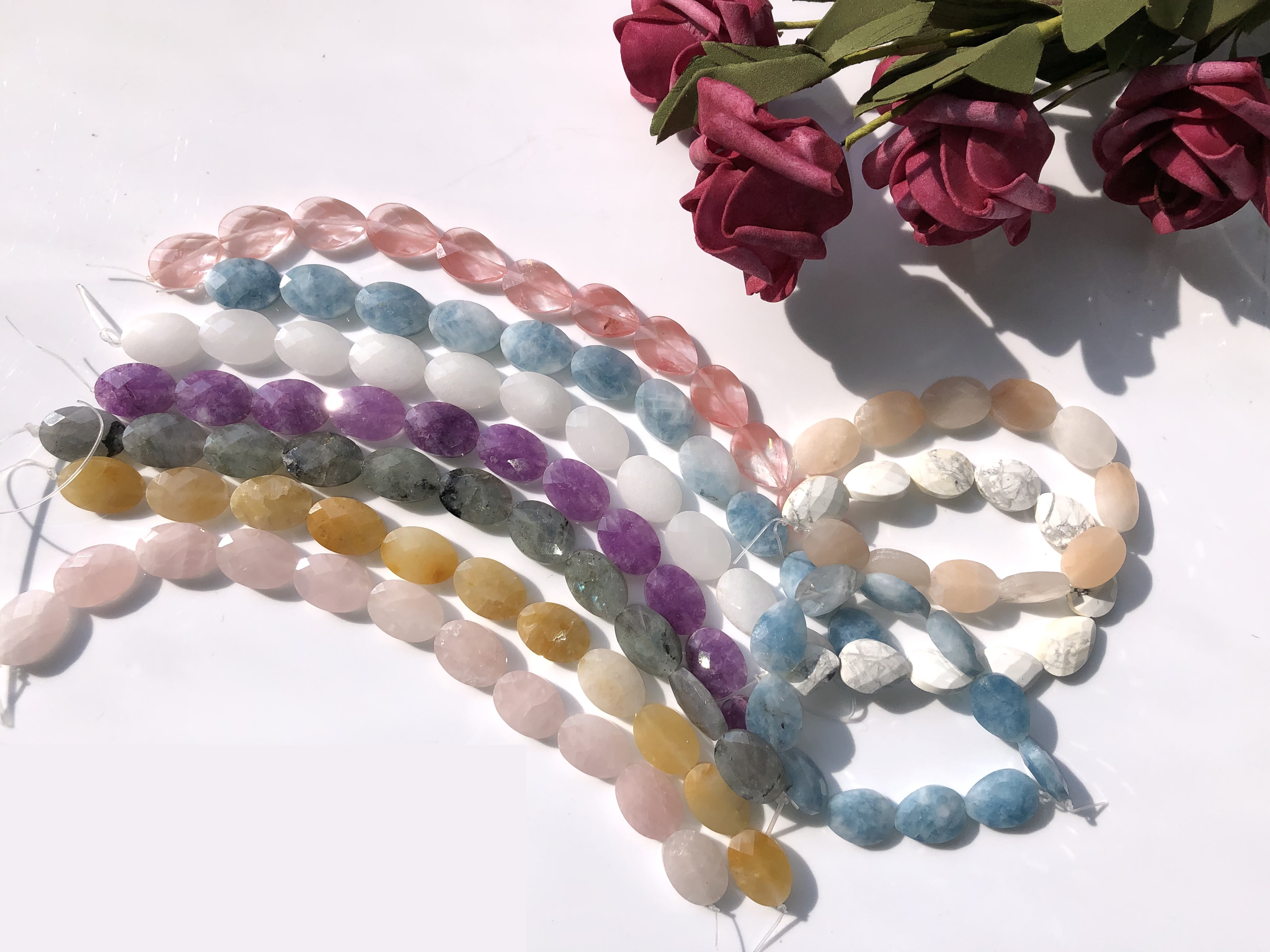 Natural Faceted Amethysts Turquoises Crystal Unakite Jades Stone Water Drop Beads For Jewelry Making DIY Bracelet Accessories