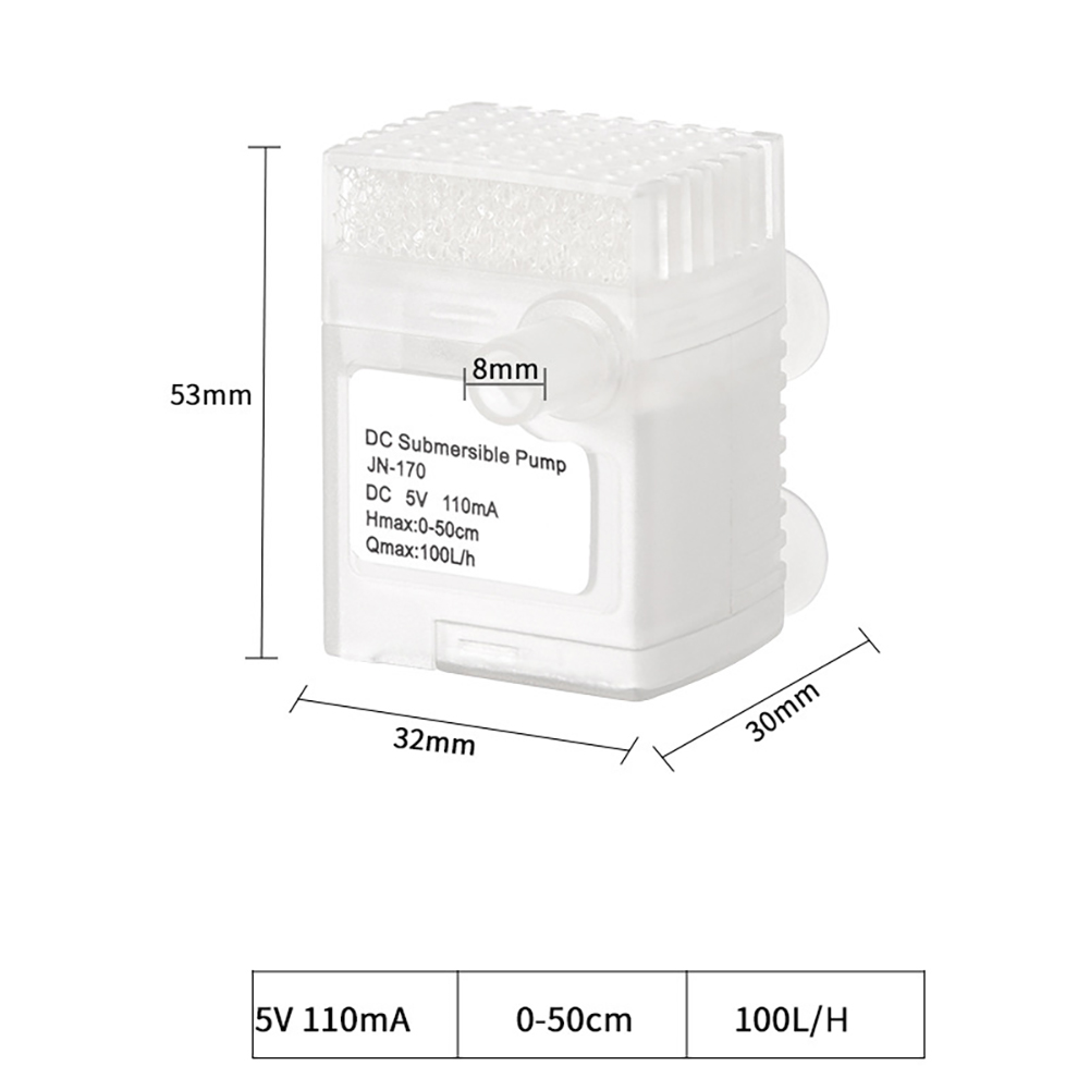 USB Small Submersible Water Pump Ultra Quiet Water Fountain Pump For Pet Water Fountain Aquarium Fish Tank Water Gardens
