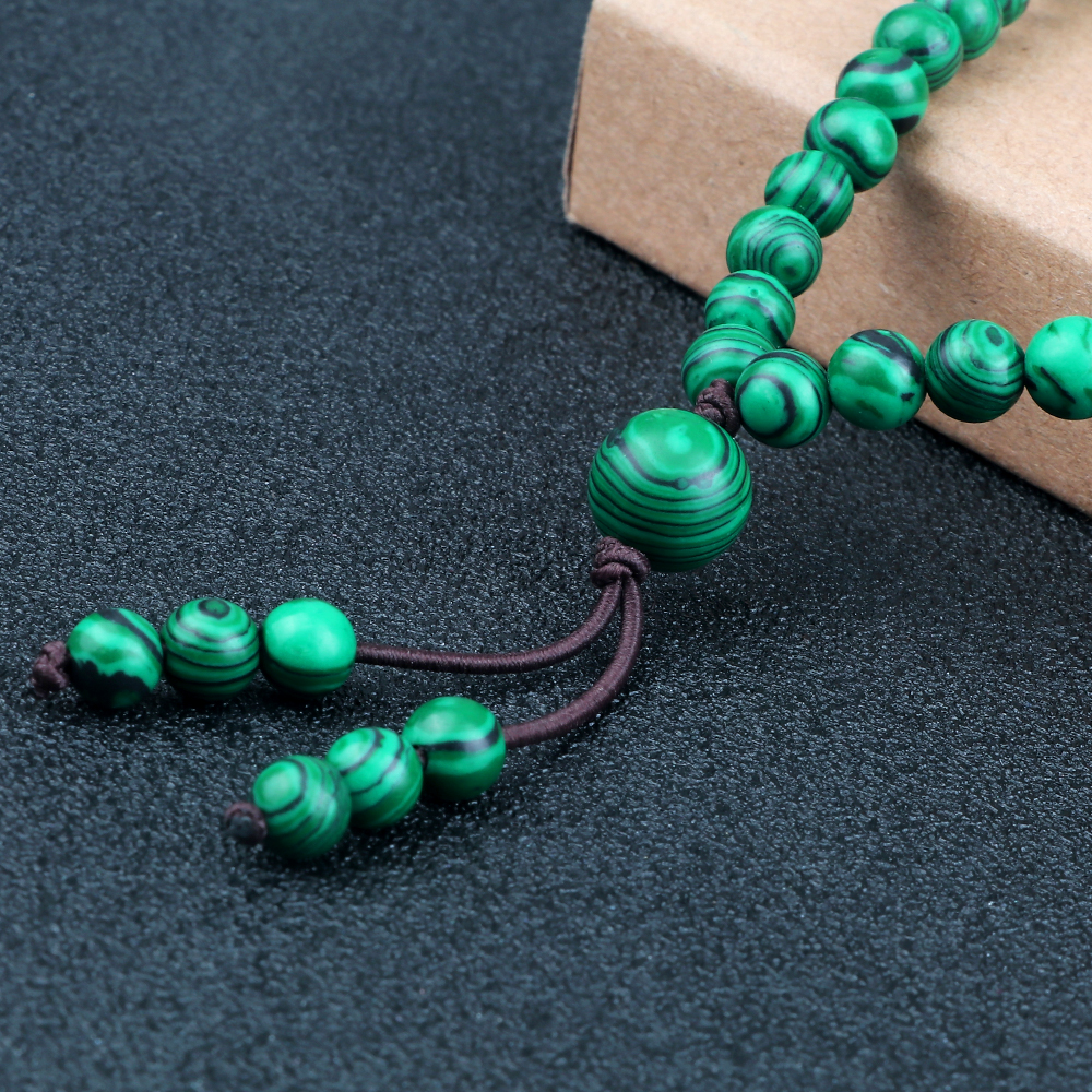 108Mala Natural Green Malachite Stone Beaded Strech Prayer Bracelet & Necklace For Men Women 6mm Charm Onyx Yoga Energy Jewelry