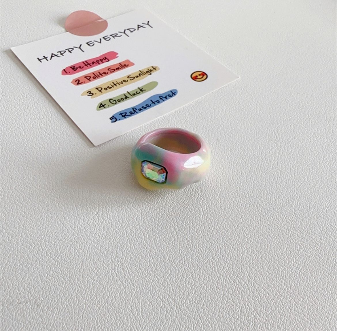 Korean Color Acrylic Niche Personality Simple Cute Sweet Cat Dog Ring Does Not Fade Index Jewelry Set Girl Kid Student Gift