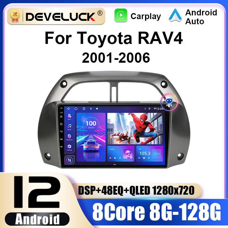 2 Din Android 12 Car Radio For Toyota RAV4 Rav 4 2001 - 2006 Multimedia Video Player GPS 4G Carplay Auto Stereo QLED Head Unit